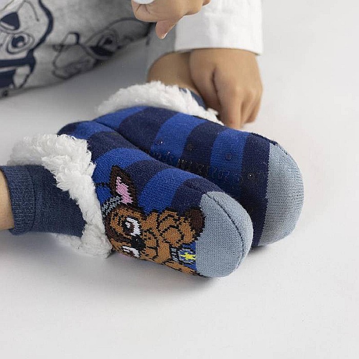 Botoșei de casă pentru copii, material textil, talpă antiderapantă, albastru, Paw Patrol [4]