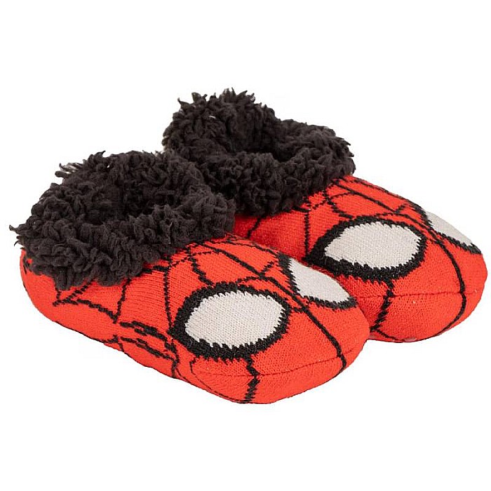 Botoșei de casă pentru copii, material textil, talpă antiderapantă, roșu, Spiderman [1]