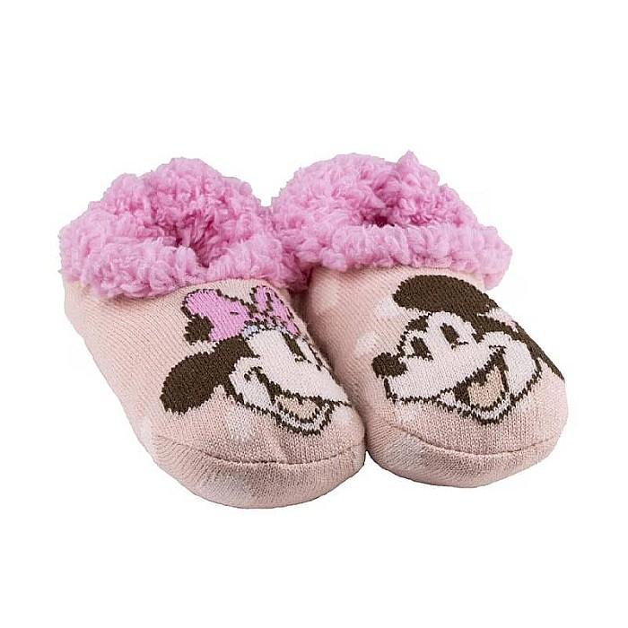 Botoșei de casă pentru copii, material textil, talpă antiderapantă, roz, Minnie Mouse [1]