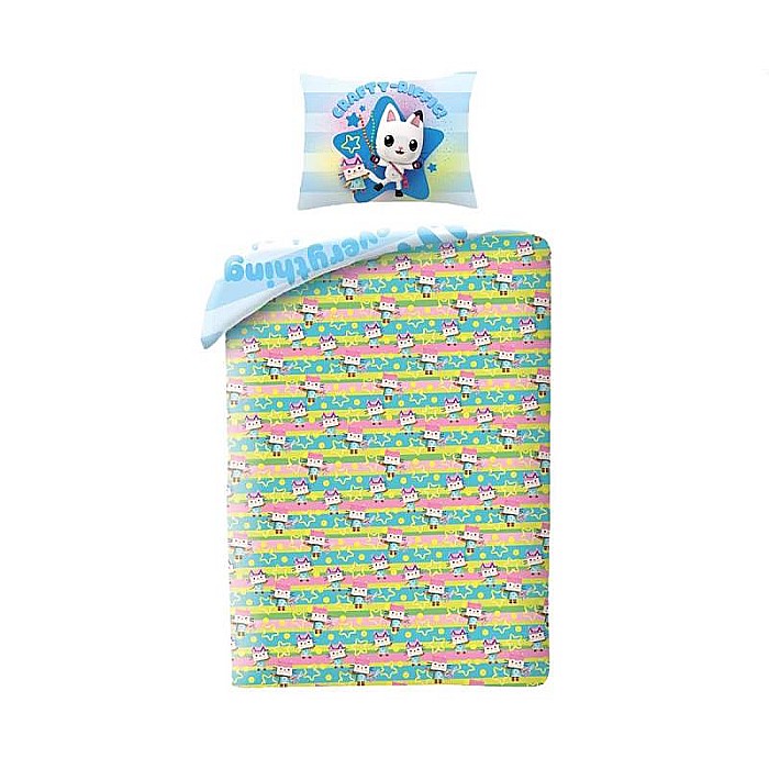 Set lenjerie de pat 2 piese, reversibilă, multicolor, 140 x 200 cm, 60 x 70 cm, Gabby's Dollhouse [2]