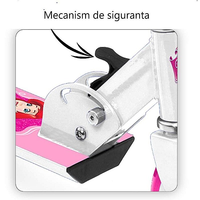Trotinetă pliabilă cu 2 roți 3 ani +, multicolor, ghidon ajustabil, mânere pliabile, platformă antiderapantă, frână posterioară cu piciorul, Princess, Disney [5]