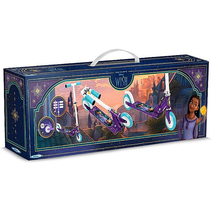 Trotinetă pliabilă cu 2 roți 3 ani +, multicolor, ghidon ajustabil, mânere pliabile, platformă antiderapantă, frână posterioară cu piciorul, Wish, Disney [6]
