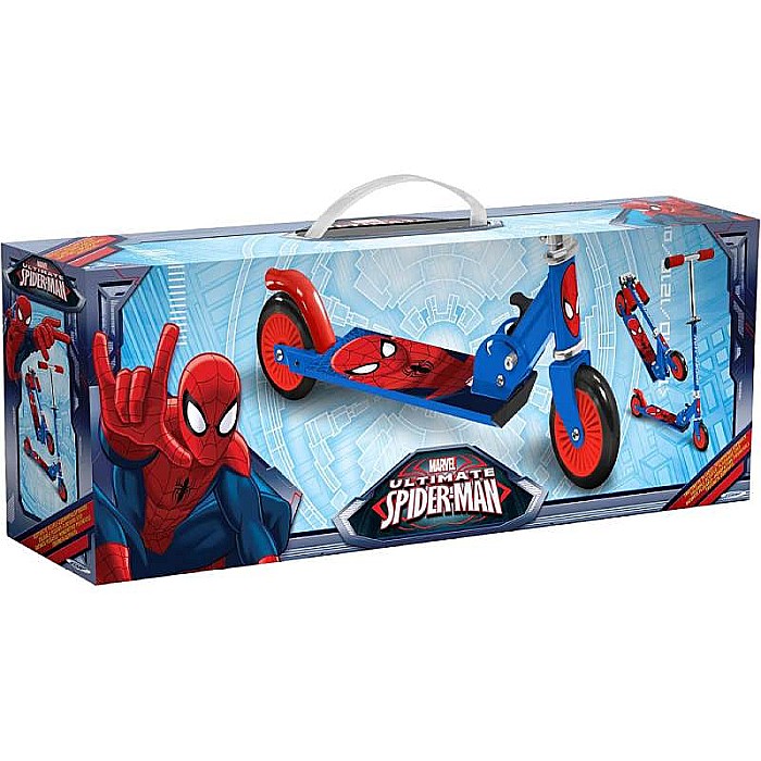 Trotinetă pliabilă cu 2 roți 3 ani +, multicolor, ghidon ajustabil, mânere pliabile, platformă antiderapantă, frână posterioară cu piciorul, Spiderman [3]