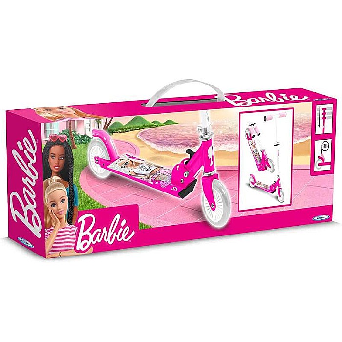 Trotinetă pliabilă cu 2 roți 3 ani +, multicolor, ghidon ajustabil, mânere pliabile, platformă antiderapantă, frână posterioară cu piciorul, Barbie [3]