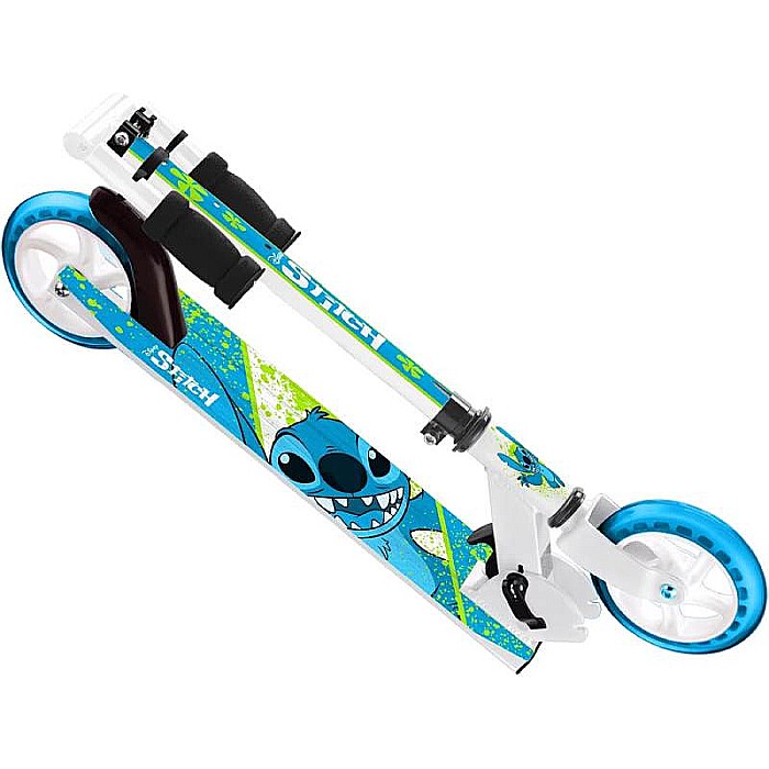 Trotinetă pliabilă cu 2 roți 7-15 ani, greutate maximă 100 kg, multicolor, ghidon ajustabil, mânere pliabile, platformă antiderapantă, frână posterioara cu piciorul, Stitch [2]