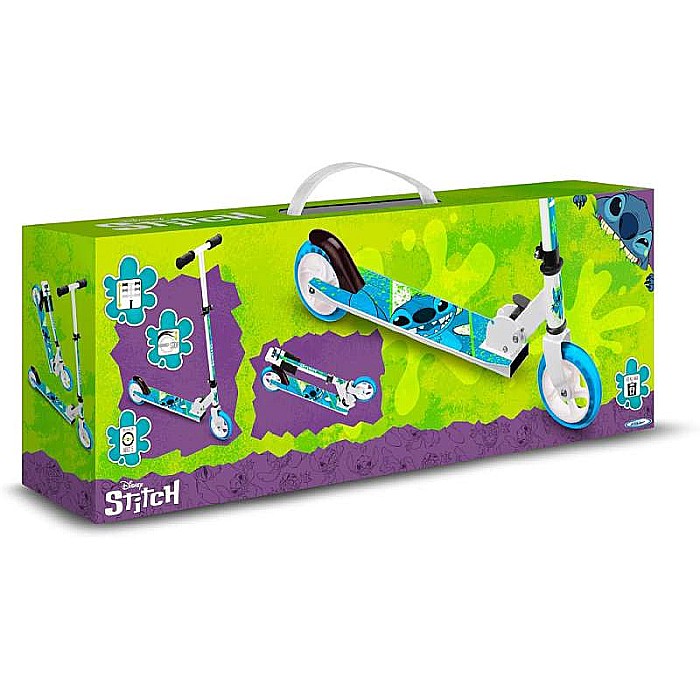 Trotinetă pliabilă cu 2 roți 7-15 ani, greutate maximă 100 kg, multicolor, ghidon ajustabil, mânere pliabile, platformă antiderapantă, frână posterioara cu piciorul, Stitch [3]