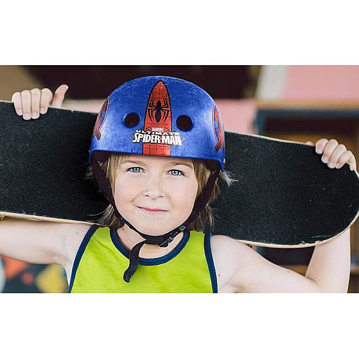 Set Skateboard Copii, 70 x 20cm, 9 straturi de arțar, placă antiderapantă, rulmenți Abec-5 și cască de protecție, multicolor, Spiderman [7]
