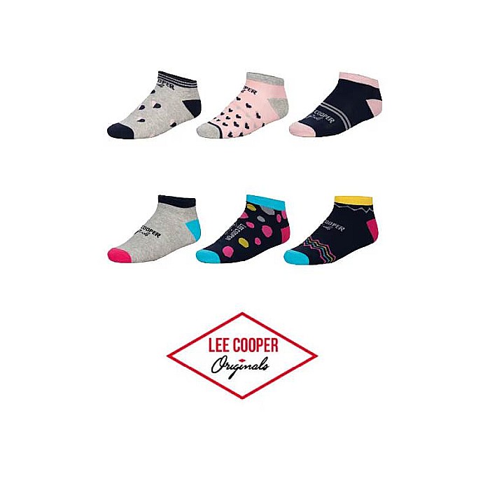 Set 6 perechi șosete damă, cu logo, scurte, multicolor, Lee Cooper Originals [2]