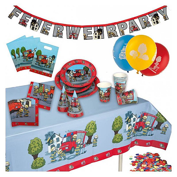 Set pentru petrecere, Micul Pompier, 60 piese, multicolor [2]