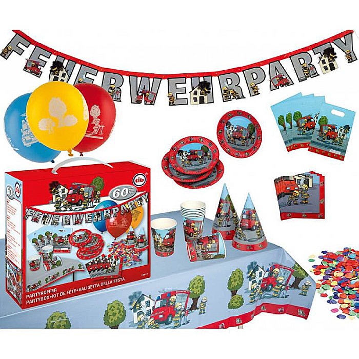 Set pentru petrecere, Micul Pompier, 60 piese, multicolor [3]