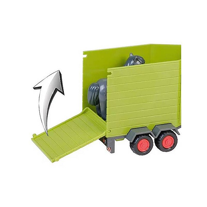 Tractor Claas 870 Axion cu remorcă pentru animale 35 x 13 x 12 cm, cal inclus, cu sunete și lumini, multicolor, cu baterii incluse [4]