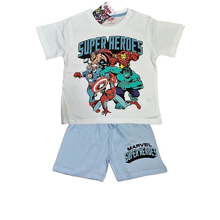 Pijamale copii cu mânecă scurtă, bumbac, multicolor, Super Heroes, Avengers [4]