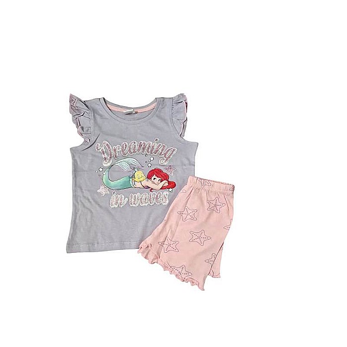Pijamale copii cu mânecă scurtă, bumbac, multicolor, Ariel, Disney [4]