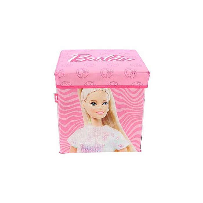 Taburet Pliabil cu Spațiu de Depozitare, Tip Cutie, Roz, Sarcină Maximă 80 kg, 30x30x30 cm, Barbie [2]