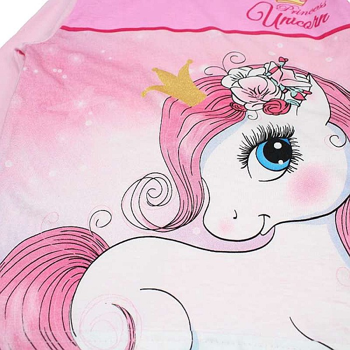 Pijamale copii cu mânecă lungă, 100% bumbac, roz,  Rainbow Unicorn [2]