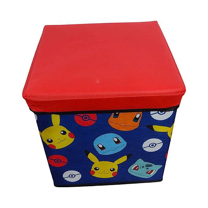 Taburet Pliabil cu Spațiu de Depozitare, Tip Cutie, Multicolor, Sarcină Maximă 80 kg, 30x30x30 cm, Pokemon [2]