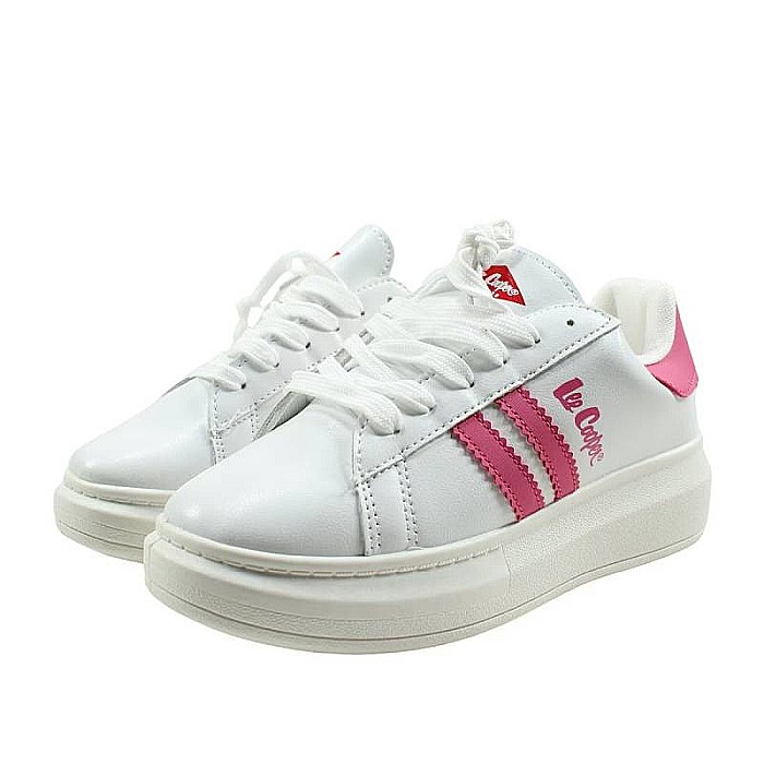 Pantofi sport din piele ecologică cu detalii holografice, alb, PI, Lee Cooper [2]
