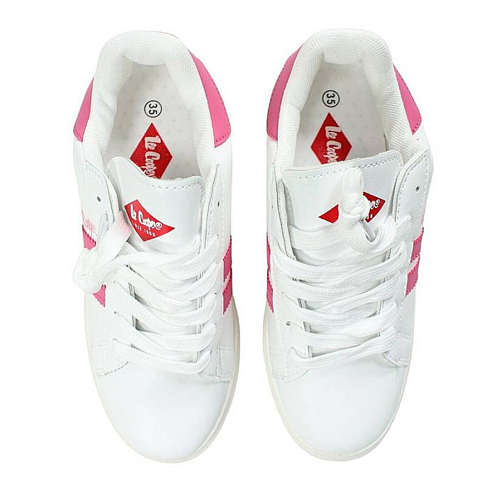 Pantofi sport din piele ecologică cu detalii holografice, alb, PI, Lee Cooper [3]