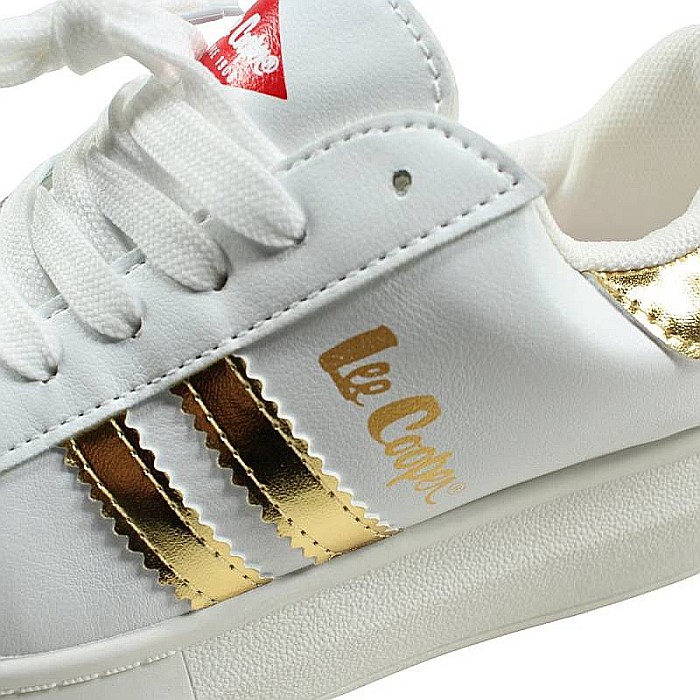 Pantofi sport din piele ecologică cu detalii holografice, alb, GO, Lee Cooper [3]