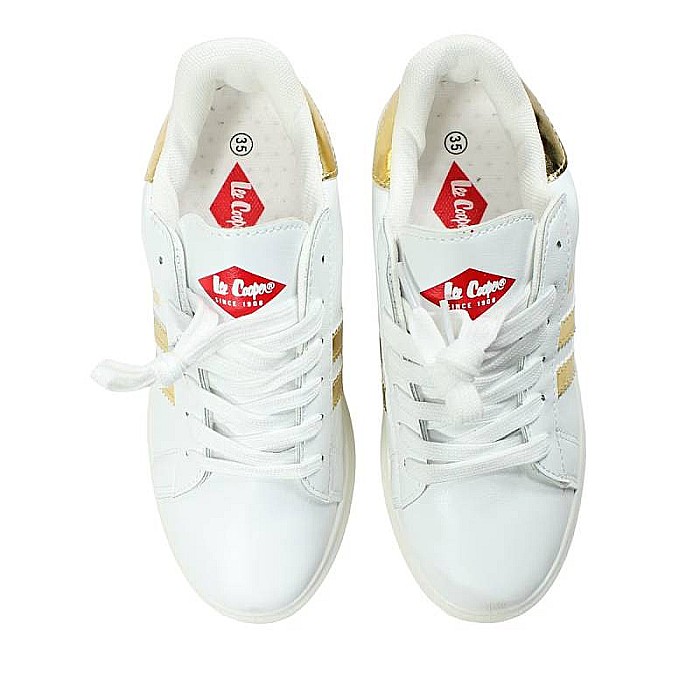 Pantofi sport din piele ecologică cu detalii holografice, alb, GO, Lee Cooper [4]