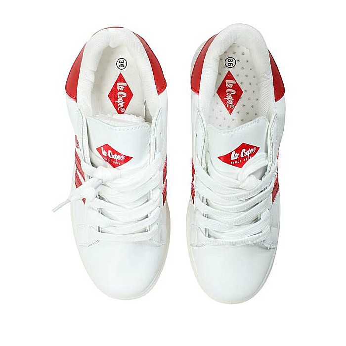 Pantofi sport din piele ecologică cu detalii holografice, alb, RE, Lee Cooper [3]