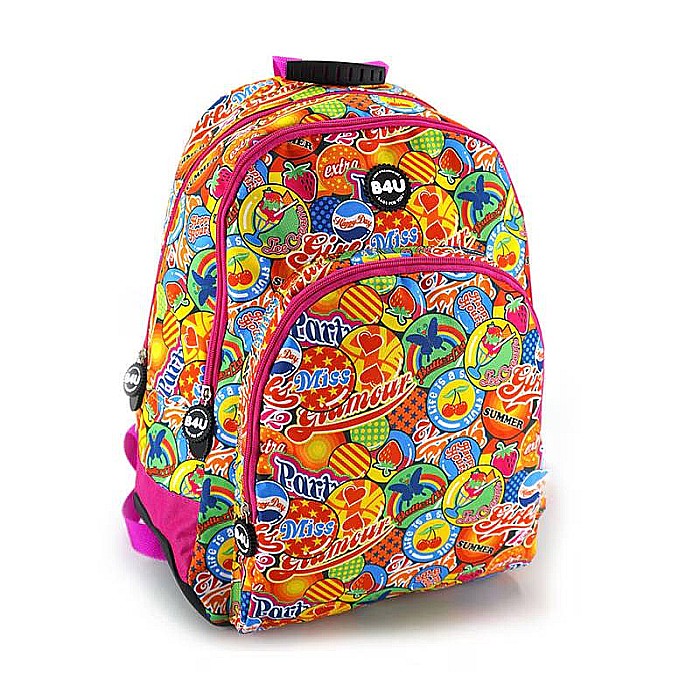 Ghiozdan școală ergonomic, cu două compartimente, Homio, rezistent la stropi de ploaie, bretele întărite și ajustabile, 44x35x14 cm, multicolor, Ice Cream [1]