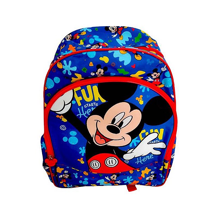 Ghiozdan ergonomic, cu două compartimente și două buzunare laterale, 40x30x15 cm, bretele ajustabile și întărite, multicolor, Fun Here, Mickey Mouse [1]