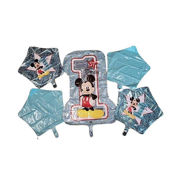 Buchet 5 baloane folie Mickey Mouse prima aniversare 1 an [3]