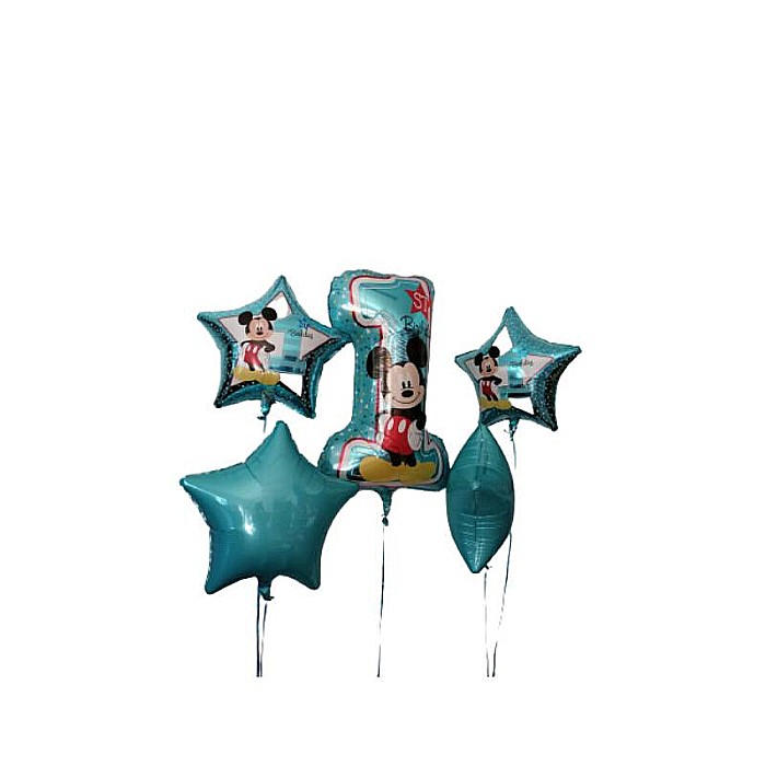 Buchet 5 baloane folie Mickey Mouse prima aniversare 1 an [4]