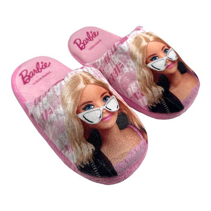 Papuci fetițe, plușați, multicolor, talpă antiderapantă, Barbie [2]