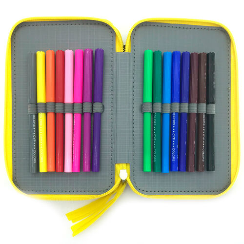 Penar cu 3 compartimente, 20x13x7 cm, echipat, 40 piese, galben, Pokemon [3]