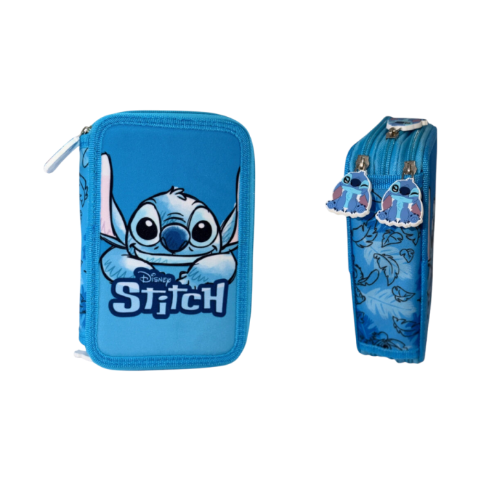 Penar cu 3 compartimente, echipat, 42 piese, albastru, Happy, Stitch [2]