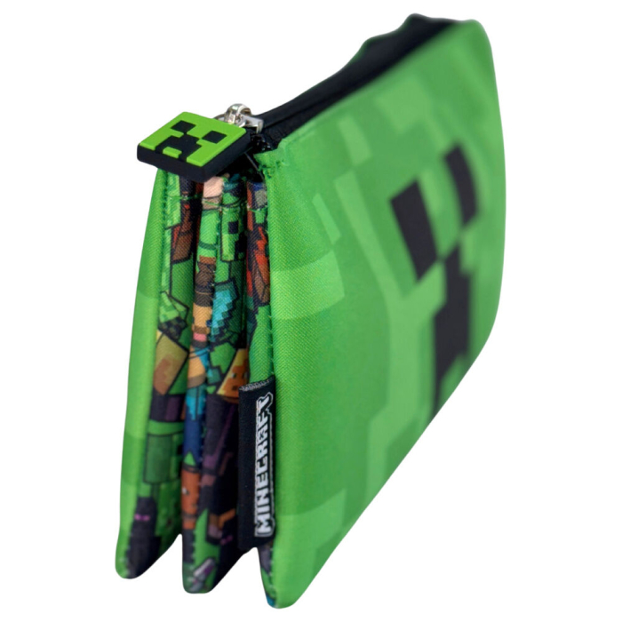 Penar cu trei compartimente 22x14x4 cm, verde, Happy, Minecraft [2]