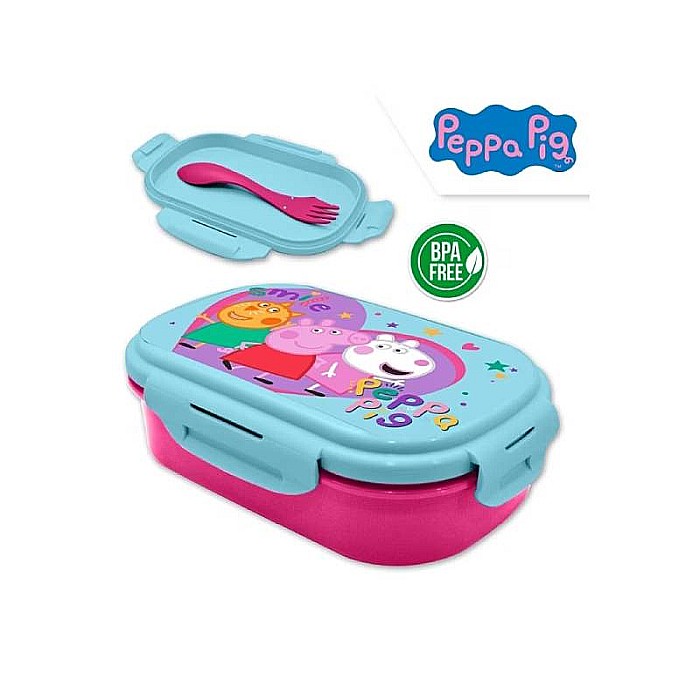 Set sticlă apă 450 ml și cutie sandwich cu tacâm, Homio, plastic fără BPA, multicolor, Peppa Pig [2]