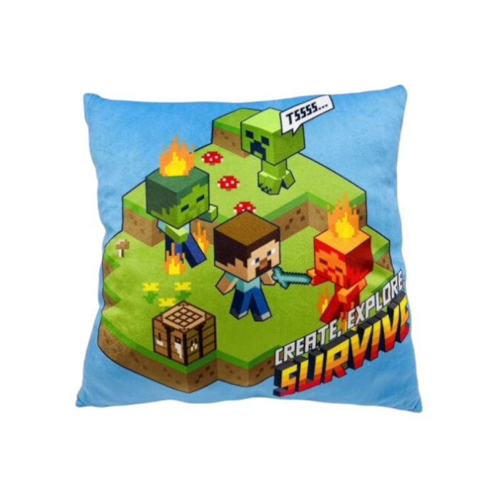Pernă pentru copii cu două fețe, 38x38 cm, albastru, Fun, Minecraft [2]