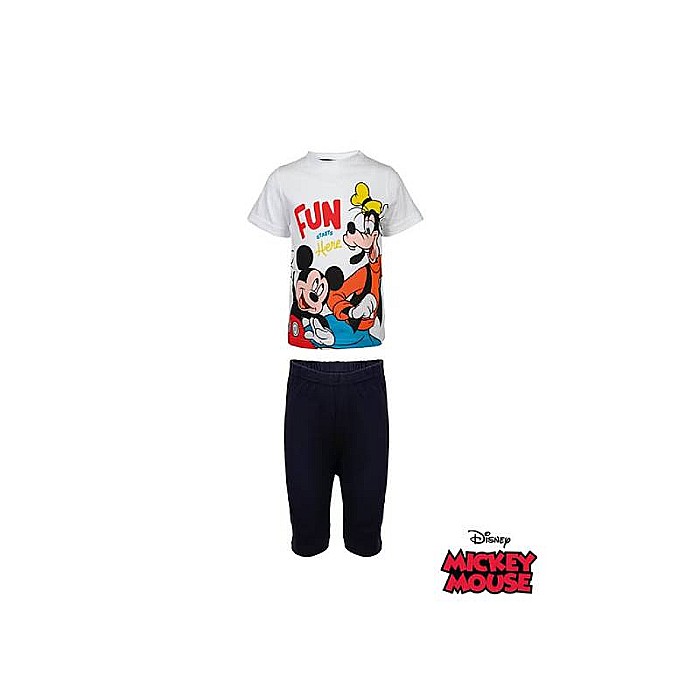 Pijama copii, cu mânecă scurtă, 100% bumbac, alb/albastru, Mickey Mouse, Disney, spi220 [2]