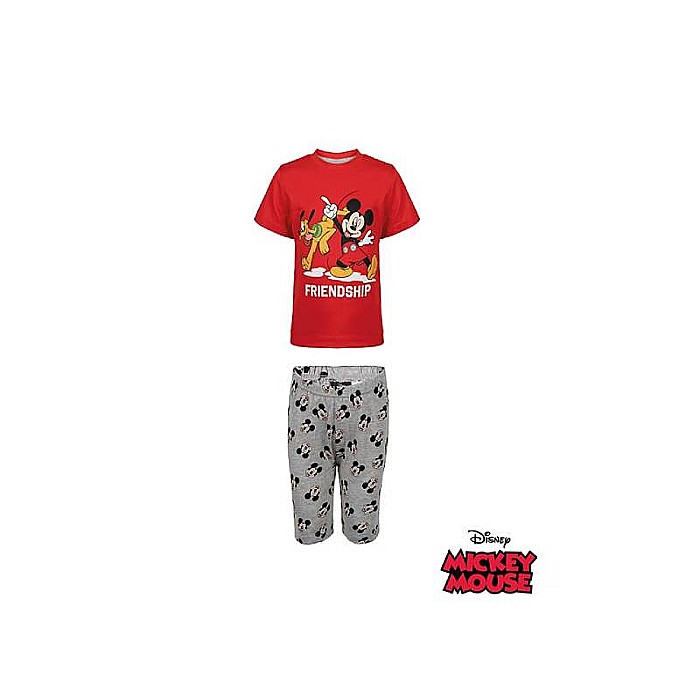Pijama copii, cu mânecă scurtă, 100% bumbac, roșu/gri, Mickey Mouse, Disney, spi220 [2]