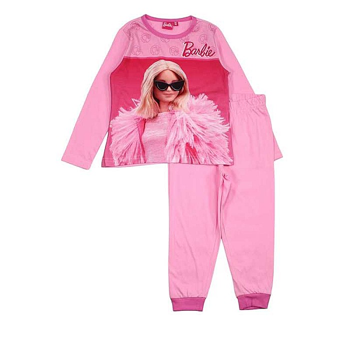 Pijamale copii cu mânecă lungă, 100% bumbac, roz, Barbie [1]