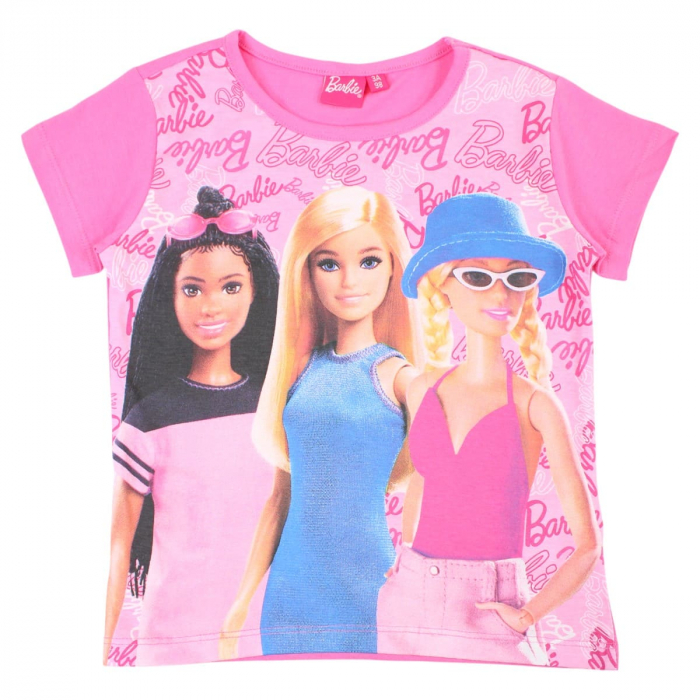 Pijamale copii cu maneca scurta, 100% bumbac, multicolor, Happy, Barbie [3]