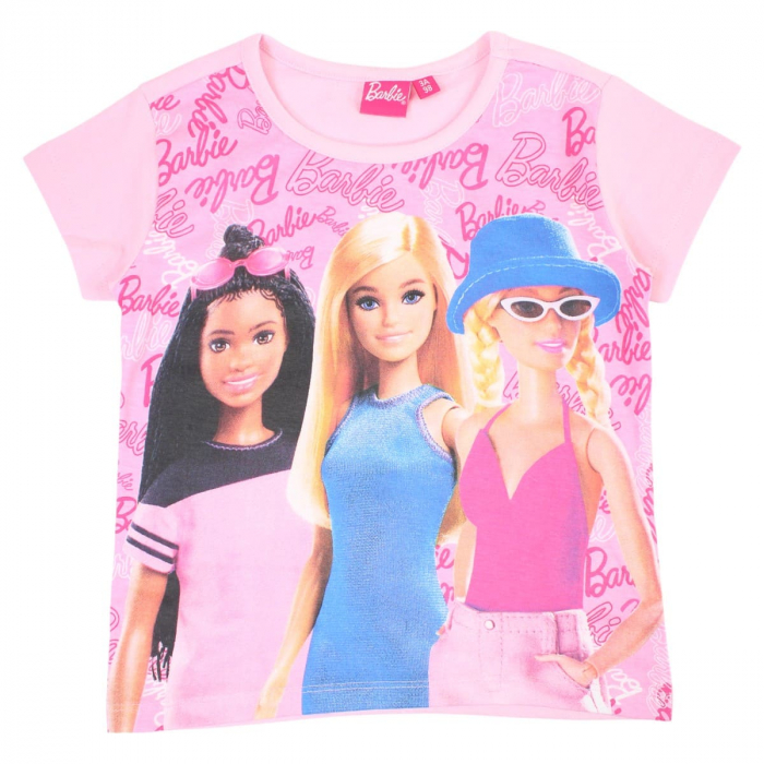 Pijamale copii cu maneca scurta, 100% bumbac, multicolor, Happy Days, Barbie [3]