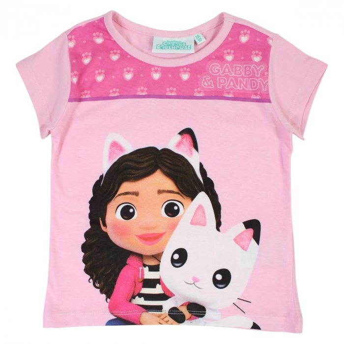 Pijamale copii cu maneca scurta, 100% bumbac, multicolor, Happy Days, Gabby's Dollhouse [3]