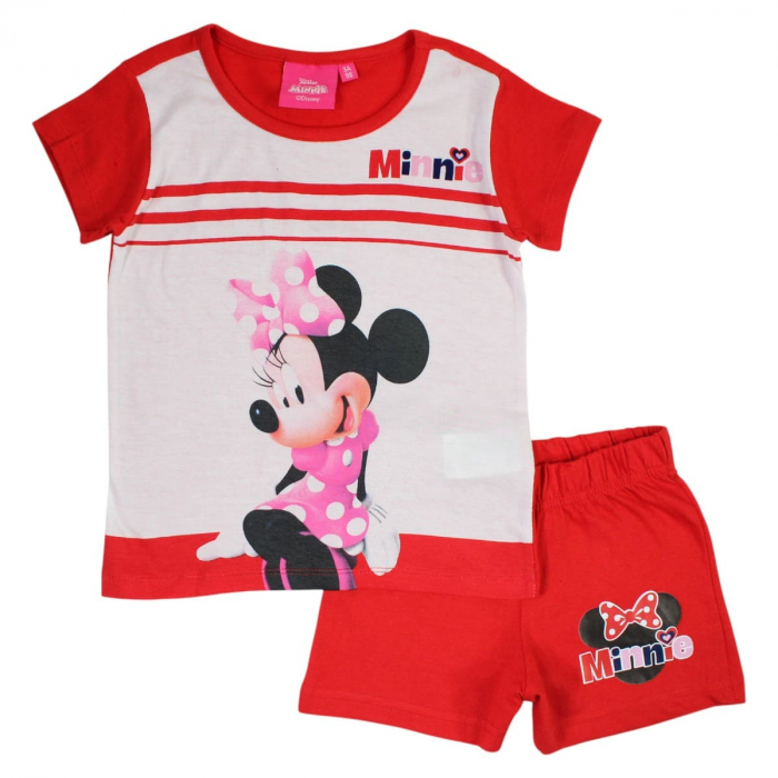 Pijamale copii cu maneca scurta, 100% bumbac, multicolor, Happy Days, Minnie Mouse, Disney [1]