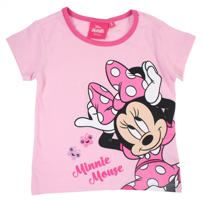 Pijamale copii cu maneca scurta, 100% bumbac, multicolor, Happy, Minnie Mouse [3]