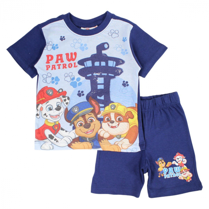 Pijamale copii cu maneca scurta, 100% bumbac, multicolor, Happy, Paw Patrol [1]