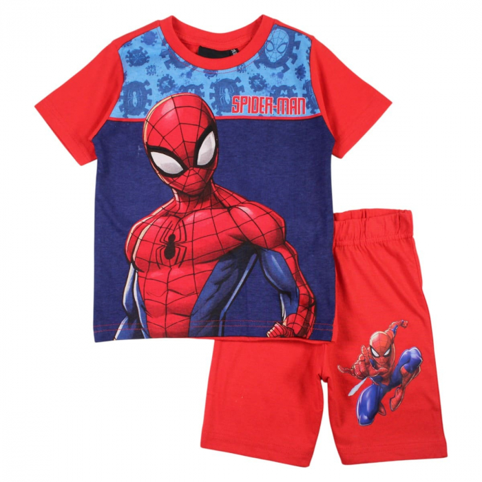 Pijamale copii cu maneca scurta, 100% bumbac, multicolor, Happy, Spiderman [1]