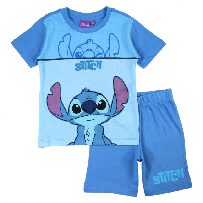 Pijamale copii cu maneca scurta, 100% bumbac, multicolor, Happy, Stitch [1]