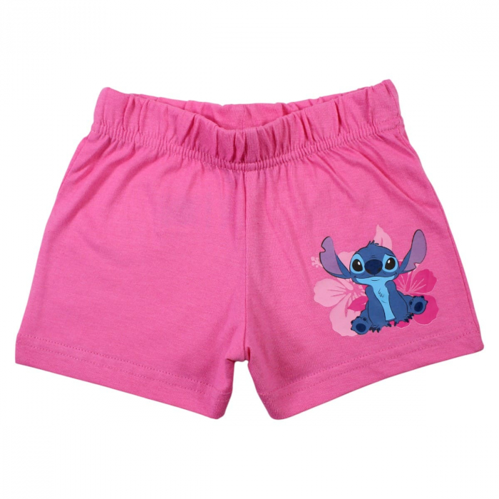 Pijamale copii cu maneca scurta, 100% bumbac, roz, Happy, Stitch [4]