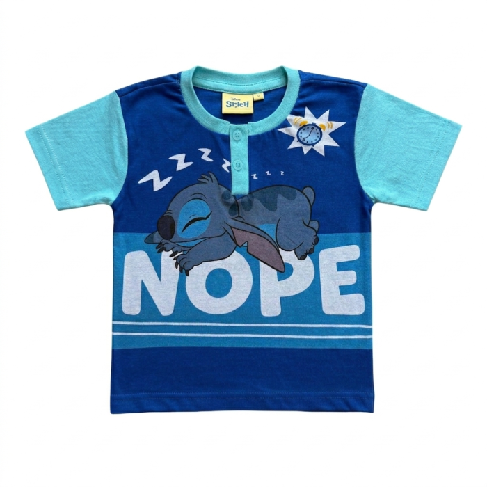 Pijamale copii, mânecă scurtă, 100% bumbac, albastru, Hero, Stitch, Disney [2]