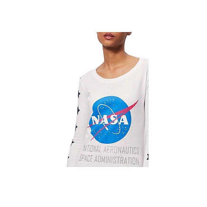 Pijamale damă cu mânecă lungă, alb/gri, 100% bumbac, NASA [2]