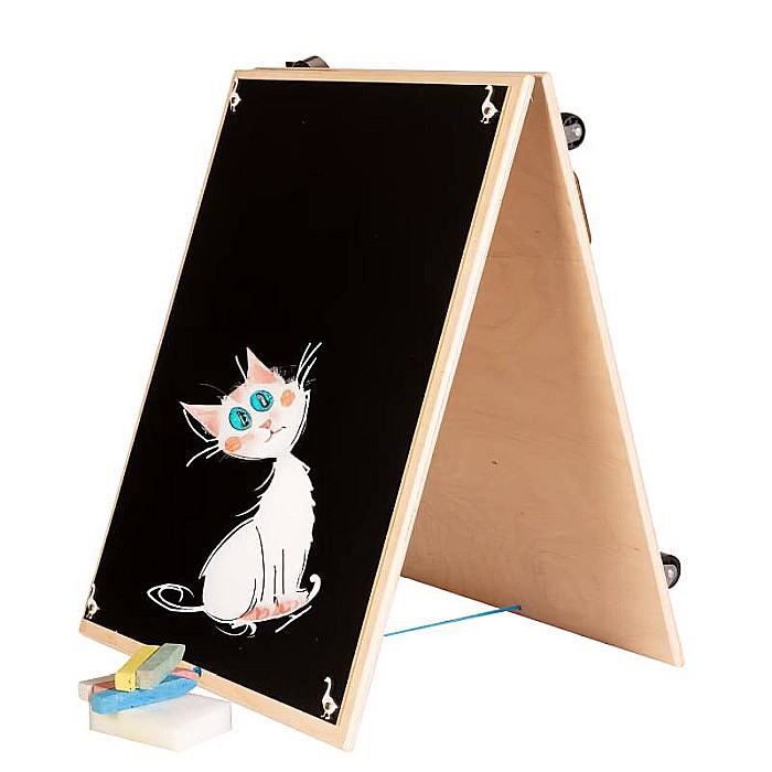 Placă senzorială tip Montessori, 2 în 1 tablă animale + tablă de scris și desenat, din lemn, Homio, The little farmer [4]